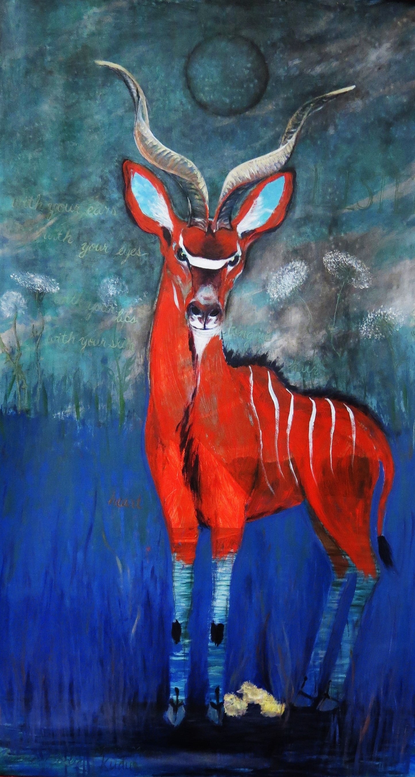 PRINT ONLY: "Listen" approx. image size 10"x17" by Jeanne Elodie (2013). Click to see full image.