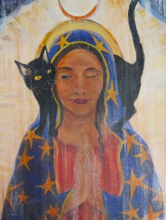 PRINT ONLY: "Guadalupe" (detail) approx. 8"x10" by Jeanne Elodie (2012). Click to see full image.